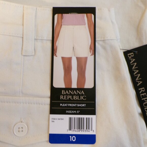 BANANA REPUBLIC Women's NWT Pleat Front Shorts Lot of 2 Tan & Blue Size 10 - Picture 4 of 11